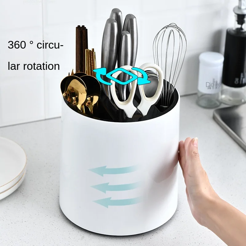

Kitchen Storage Organizer Rack Multifunctional Rotatable Storage Shelf Tube Creative Knife Fork Chopstick Holder Cage Accessorie