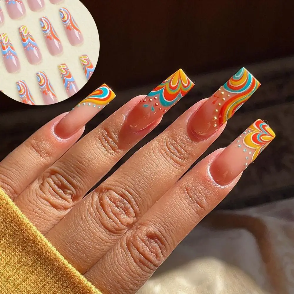 

Накладные ногти, накладные ногти, полное покрытие, «сделай сам», носимые длинные французские накладные ногти, гвозди балерины