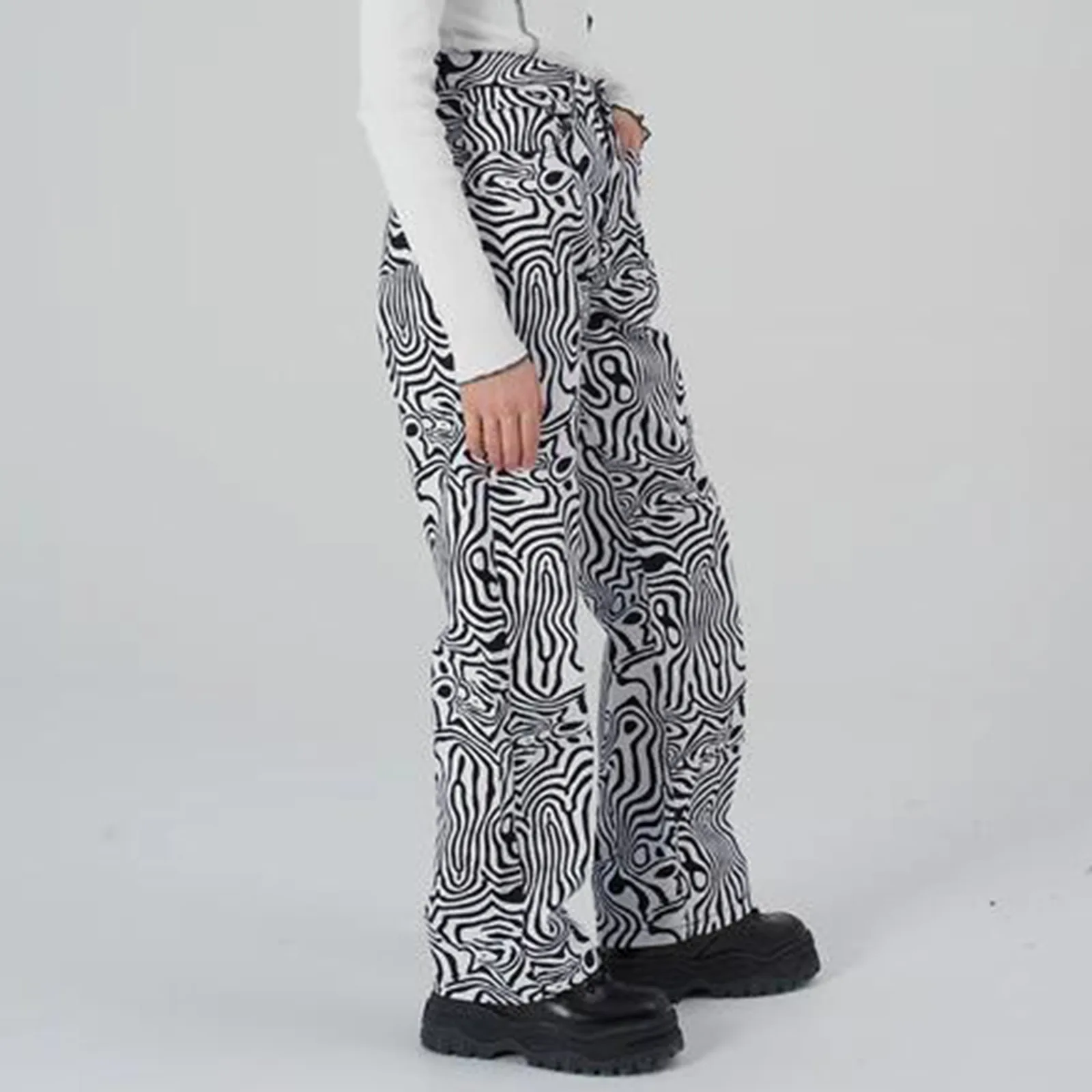 

Летние женские повседневные джинсовые брюки с карманами, брюки с принтом зебры, свободные женские джинсы на молнии