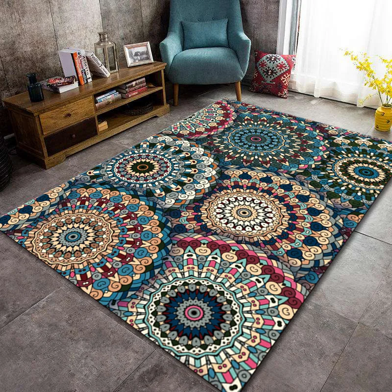 

Bohemia Turkish Morocco Ethnic Area Rugs Non Slip Mandala Geometric Door Mat Vintage Persian Carpet In The Living Room Bedroom