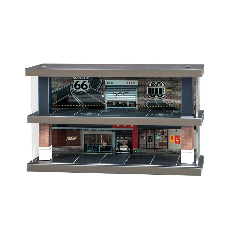 1/64 имитация миниатюрной деревянной парковочной сцены McDonald's ящик для хранения