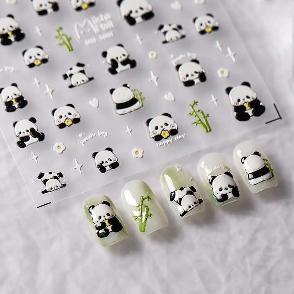 

Cute Cartoon Panda Bamboo 5D Embossed Reliefs Self Adhesive Butterfly Nail Art Stickers Lovely Rabbit 3D Manicure Decals