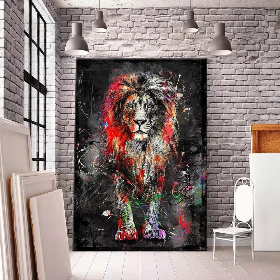 Абстрактные Львы картины маслом на холсте Современные Красочные животные