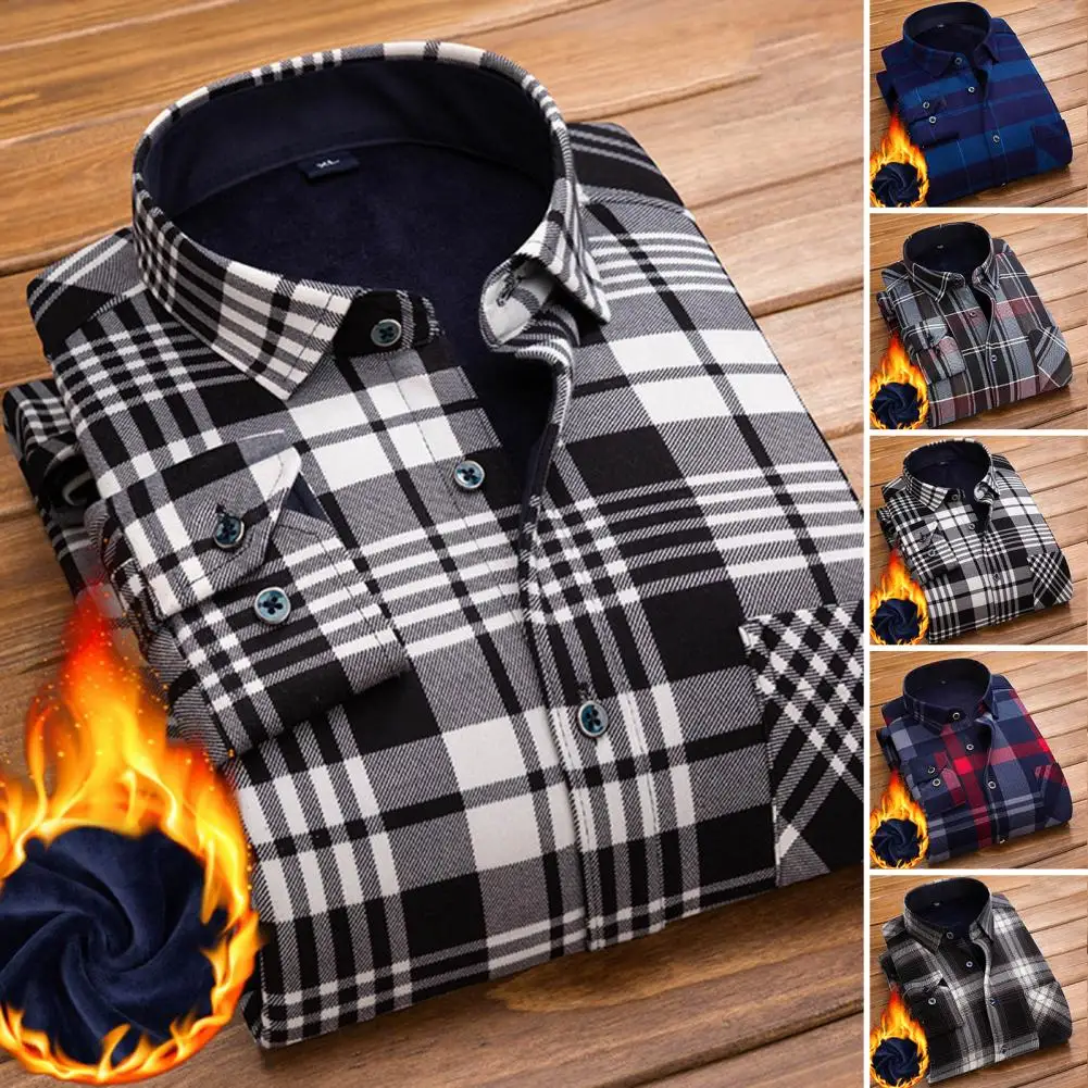 

Мужская однобортная рубашка в клетку, кардиган с отложным воротником, воротником на пуговицах, длинным рукавом, однобортная рубашка для работы, зима 2019