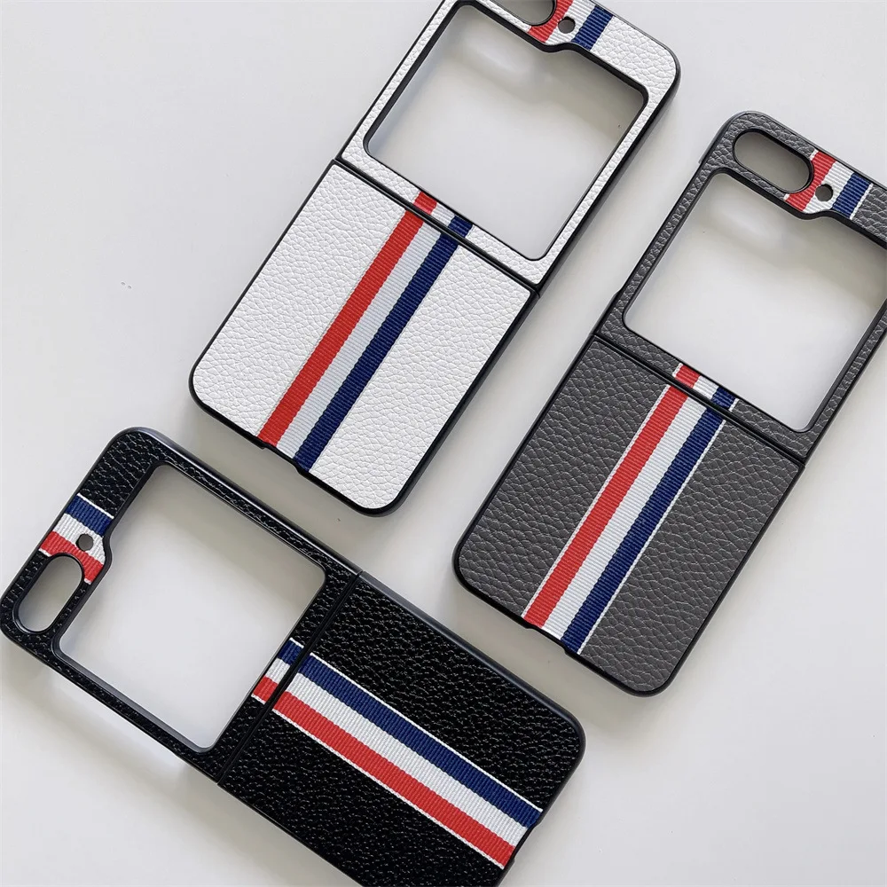 Flip 5 Case Luxury Leather Stripe Phone Case for Samsung Z Flip 4 5 Case Lightweight Z Flip 4 Shockproof Shell for Galaxy Z Flip 5 Cover Flip 5 Case Luxury Leather Stripe Phone Case for Samsung Z Flip 4 5 Case Lightweight Z Flip 4 Shockproof Shell for Galaxy Z Flip 5 Cover