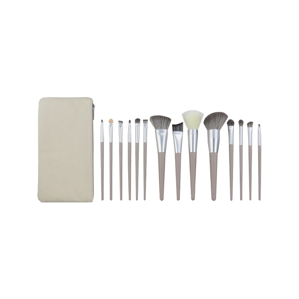 

14 Pack Cream Gray Makeup Brush Set Ultra Soft Spotlight Blush Concealer Brush Portable