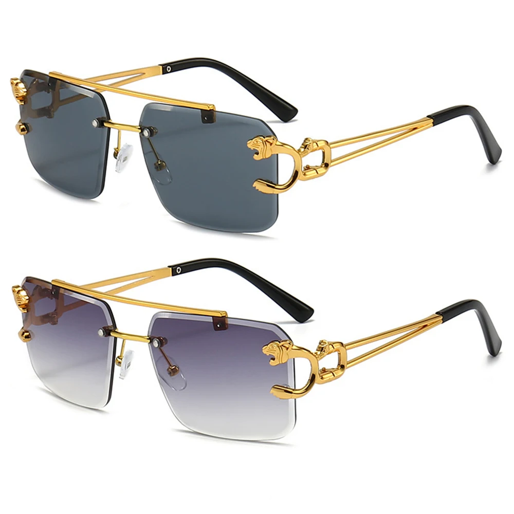 Ретро гепард украшения без оправы солнцезащитные очки для женщин мужчин