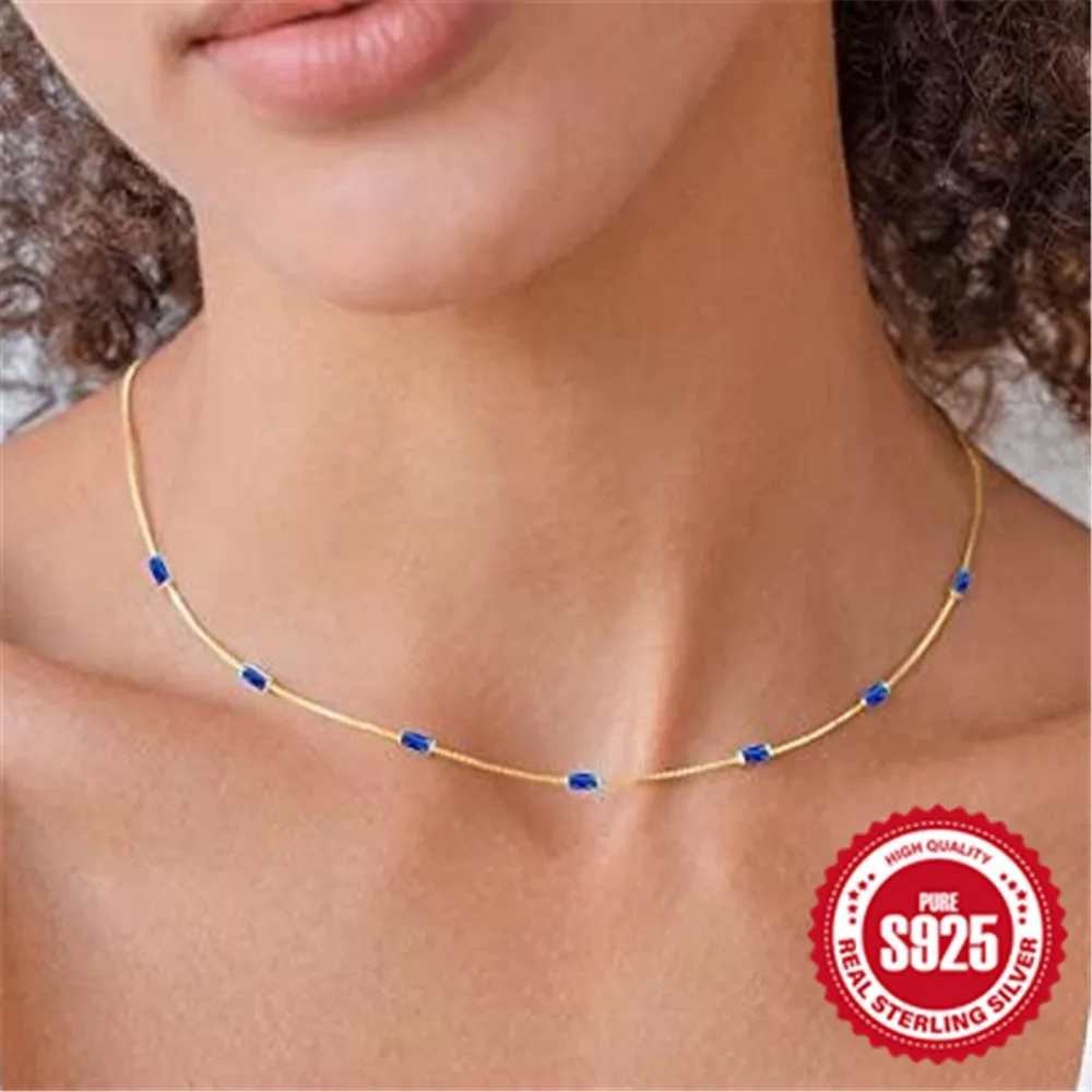 

CANNER 925 Sterling Silver Exquisite Vintage Zircon Women's Necklace Exquisite Clavicle Chain Korean Ins Necklaces Jewelry Gift