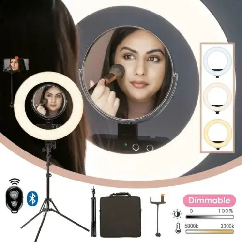 

LED Ring Light 18" Dimmable 48W Tripod Selfie Makeup Video Lamp Head Youtube UK