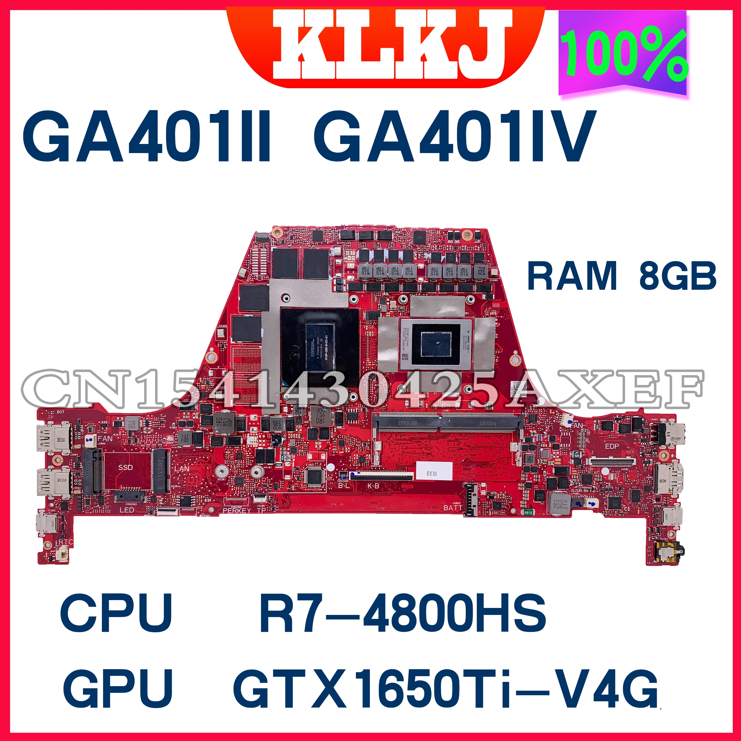 Placa base GA401IV para ordenador portátil, para ASUS ROG Zephyrus G14 GA401I GA401II, con R7-4800HS R9-4800HS GTX1650TI RTX2060, 8GB-RAM