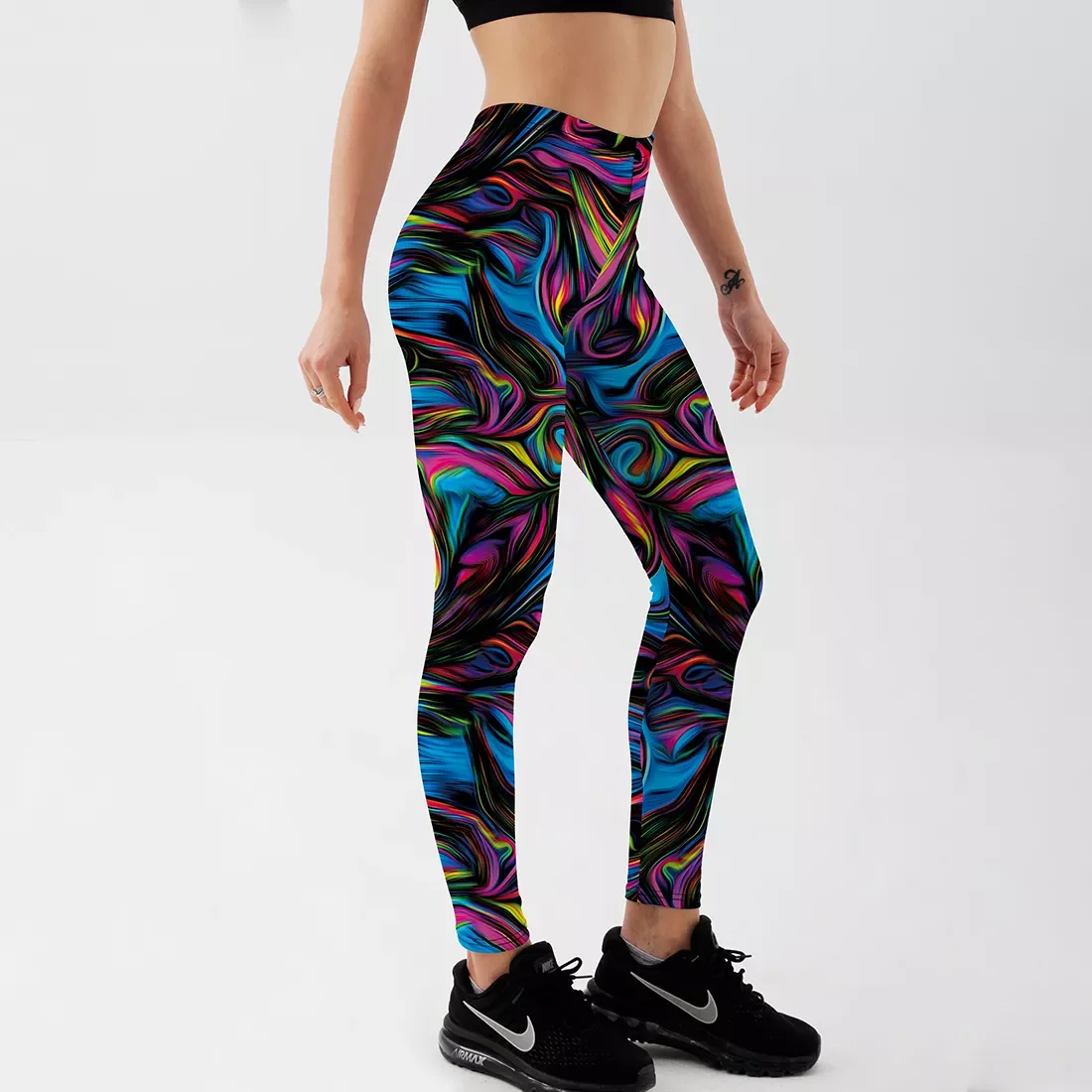 

2022New Style Colorful Vortex Printed Leggings Women Summer High Waist Sexy Fitness Leggings Trousers Long Pants