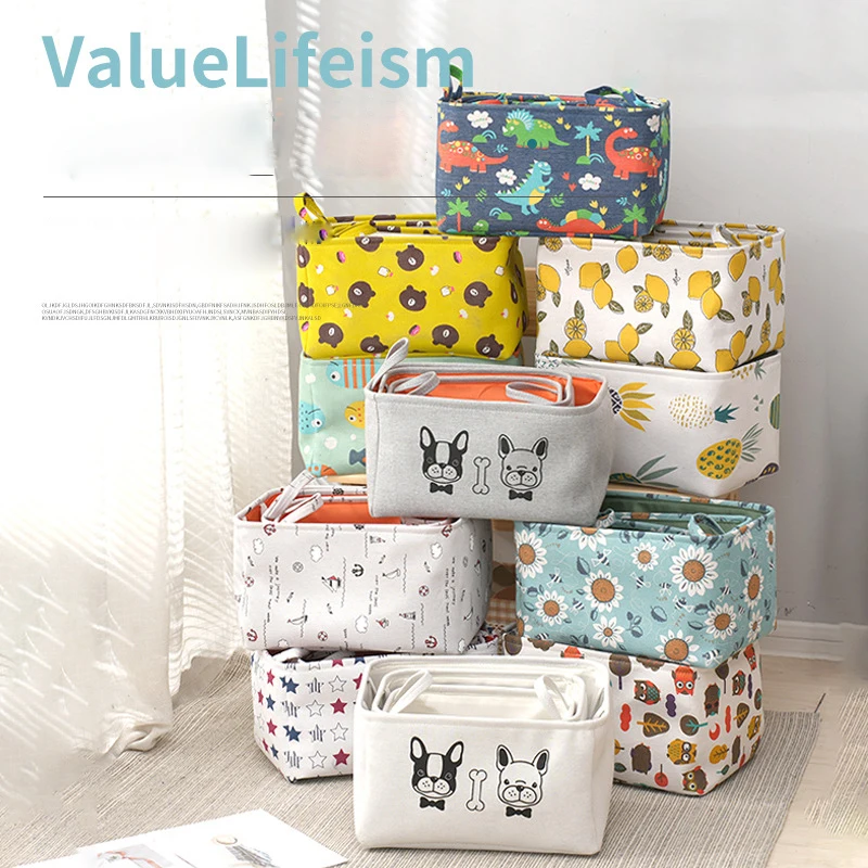 

Simple and Cute Cartoon Storage Basket Multi-color Fabric Storage Box Home Clothes Toys Books Cartoon Storage Box