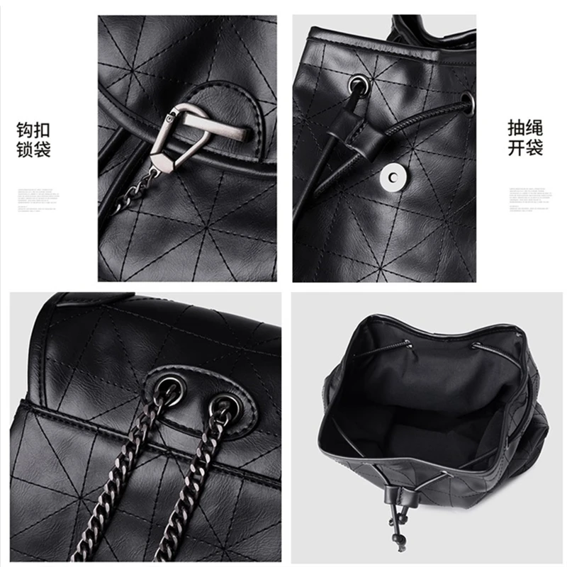 Backpack Girl 2022 New Fashion Drawstring Backpack Large-capacity Casual College Student Schoolbag Lingge Travel Bag Trend