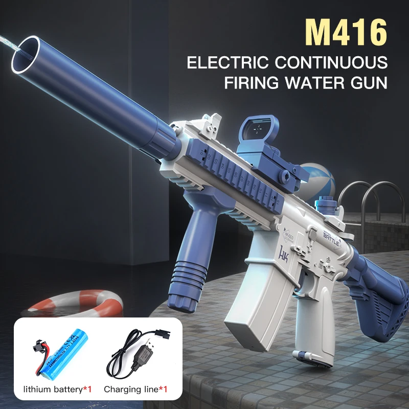

Summer New M416 Electric Water Gun Rechargeable Long-Range Continuous Firing Beach Space Party Game Splashing Kids Toy Boy Gift