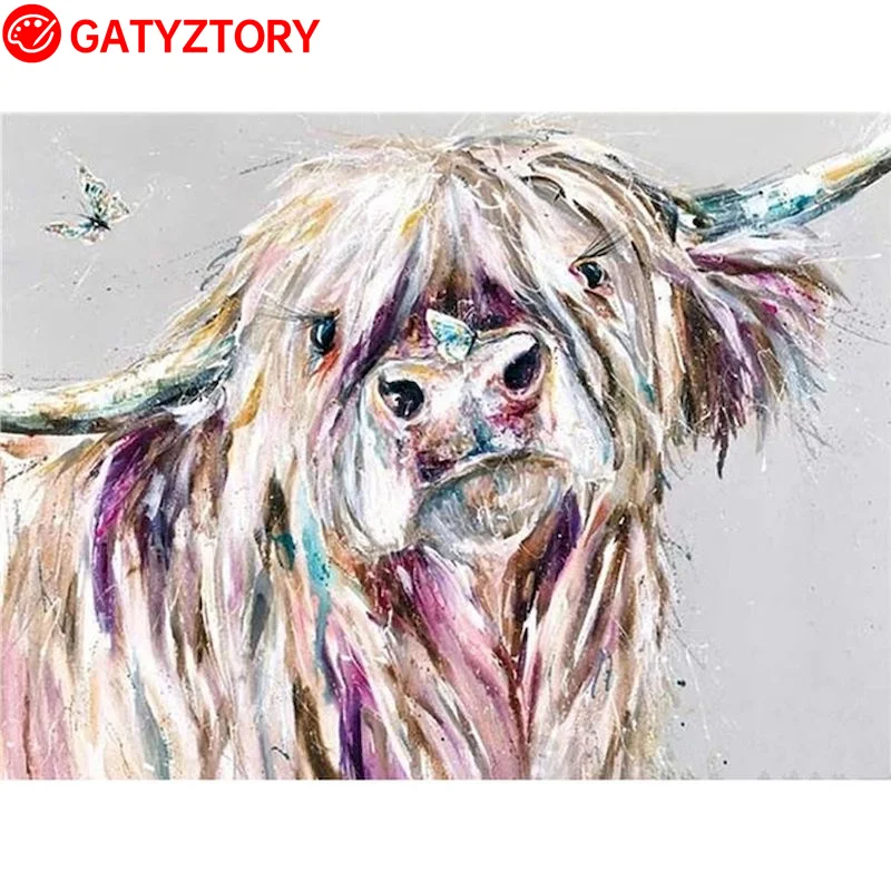 

GATYZTORY Painting By Numbers Yaks Animal On Canvas Oil Painting Wall Art Coloring By Numbers Kits Handpainted Gifts Art Supplie