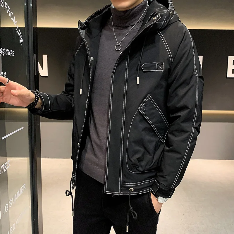 

Men's 2022 New Fashion Brand Top Men's Korean Version of The All-wear Hooded Spring and Fall Tooling Casual Fall Jacket