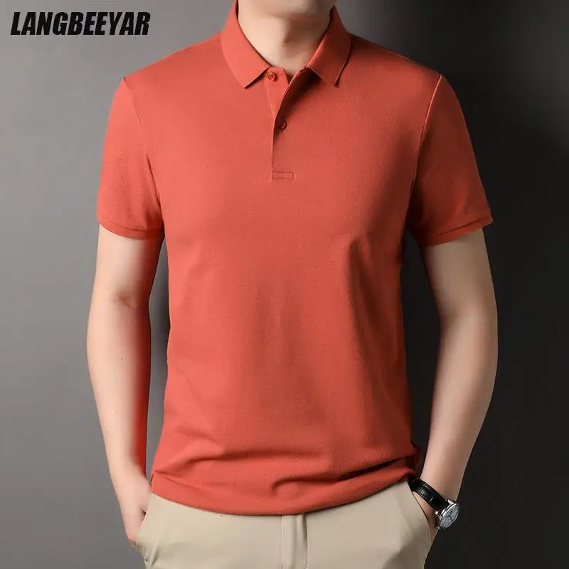 

High End 100 % Cotton New Summer Brand Polo Shirts For Men 2023 Solid Color Short Sleeve Casual Tops Fashions Clothes Men