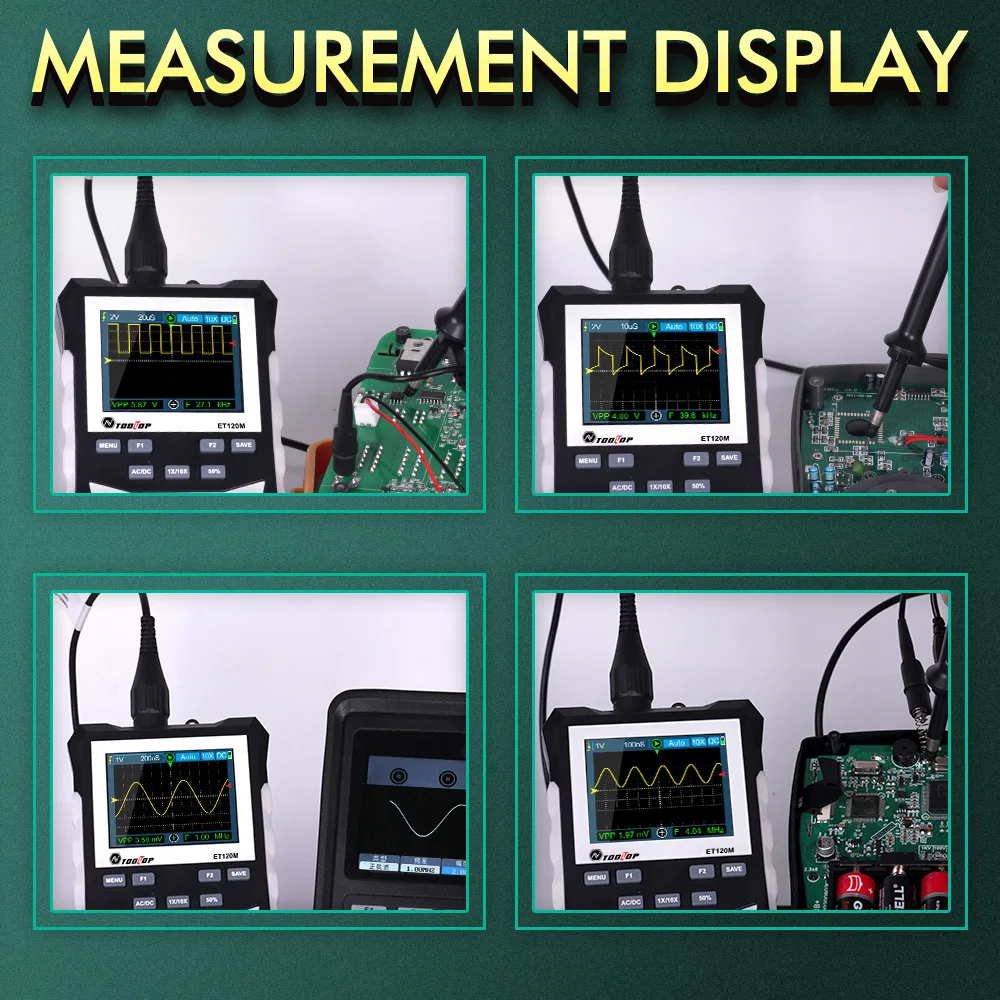 ET120M 320x240 2.4 Inch Color Screen Handheld Digital Analog Oscilloscope 120MHz Frequency 500Msps Sampling Rate Professional enlarge