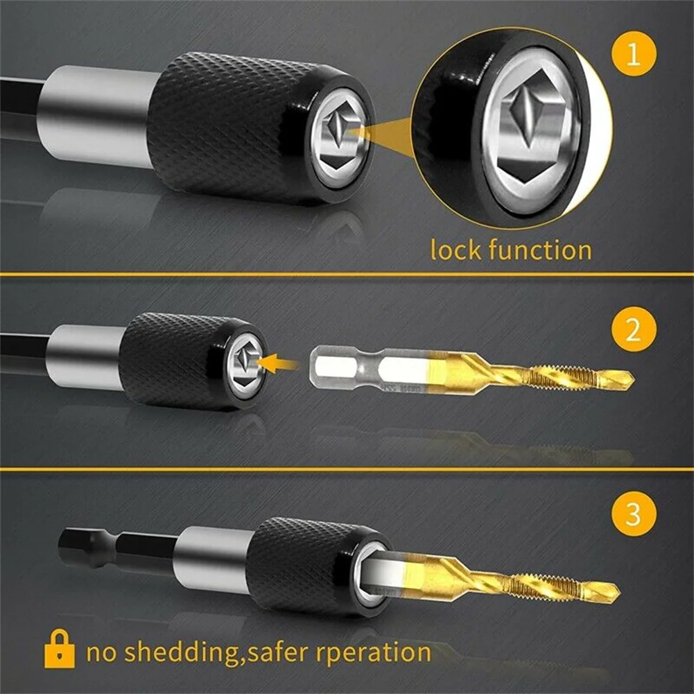 

& Tap Bit Set Combination Drill Coated Screw Gold + Black High Speed Steel (HSS4341) Tapping Bit