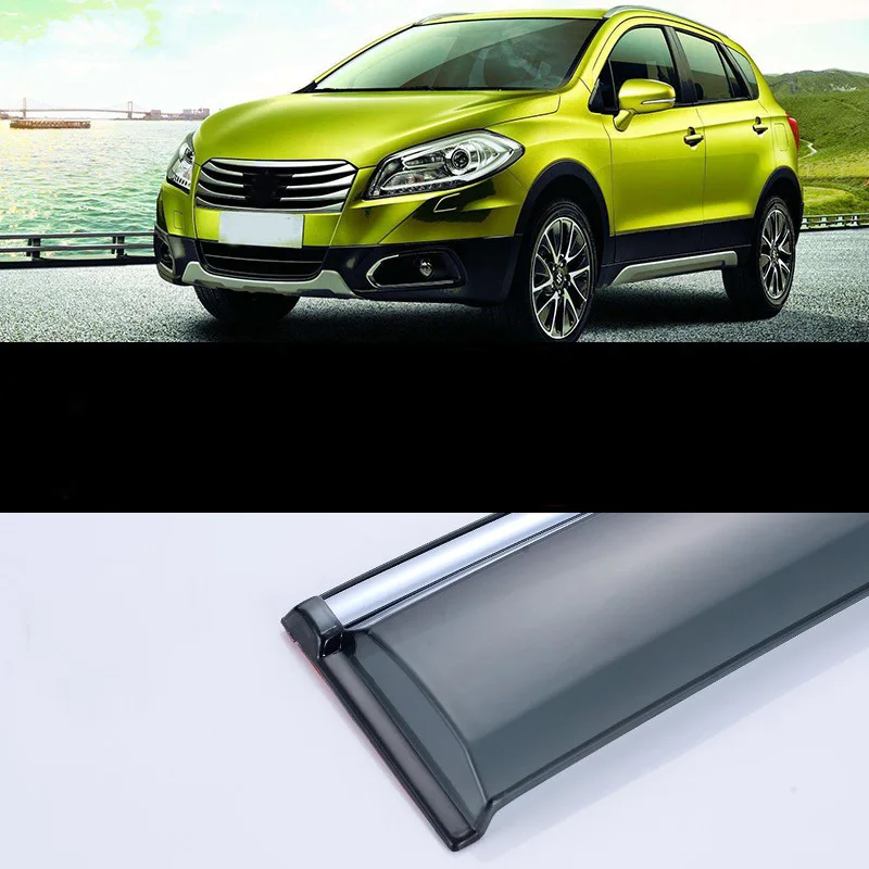 Car Rain Shield Window Visor Deflectors Awning Trim Exterior Car-Styling Rain Shield Accessories For Suzuki S-Cross 2014-2020