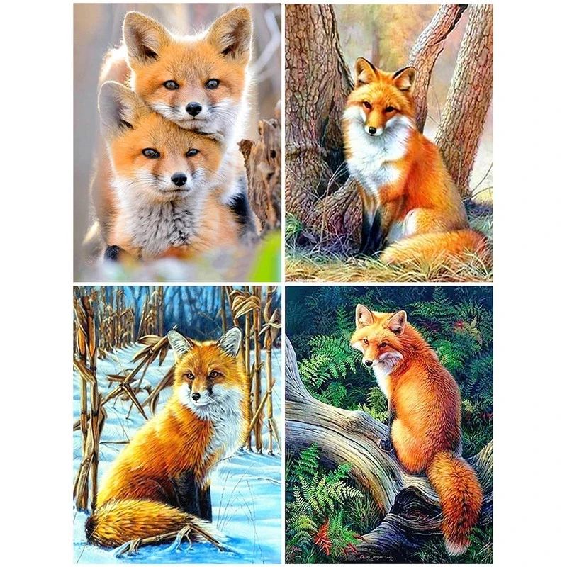 

Animals Diamond Embroidery Painting Kits Handmade Diy Fox Mosaic 5D Full Drill Cross Stitch Crafts Home Room Decoration Gifts