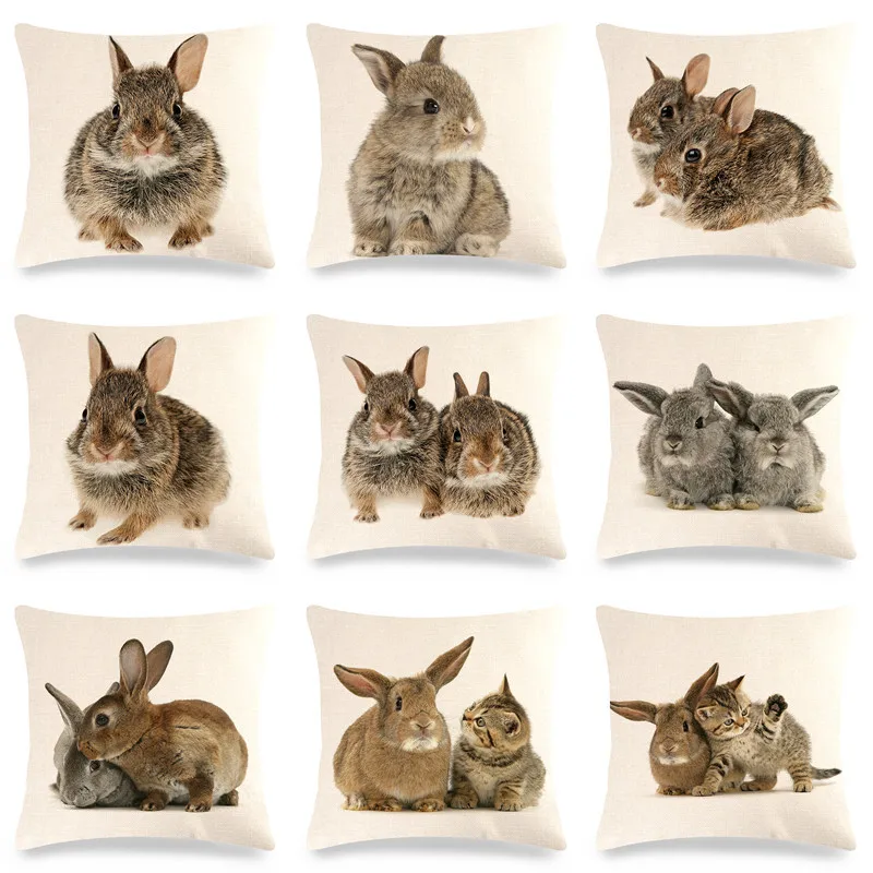

Easter Pillowcase Cushion Cover Happy Easter Decorations for Home Sofa Covers 45*45cm Easter Bunny Eggs Linen Throw Pillows Case