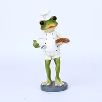 resin frog chef figurine kawaii miniature decorative statues interior accessories tv cabinet decor home living room decoration
