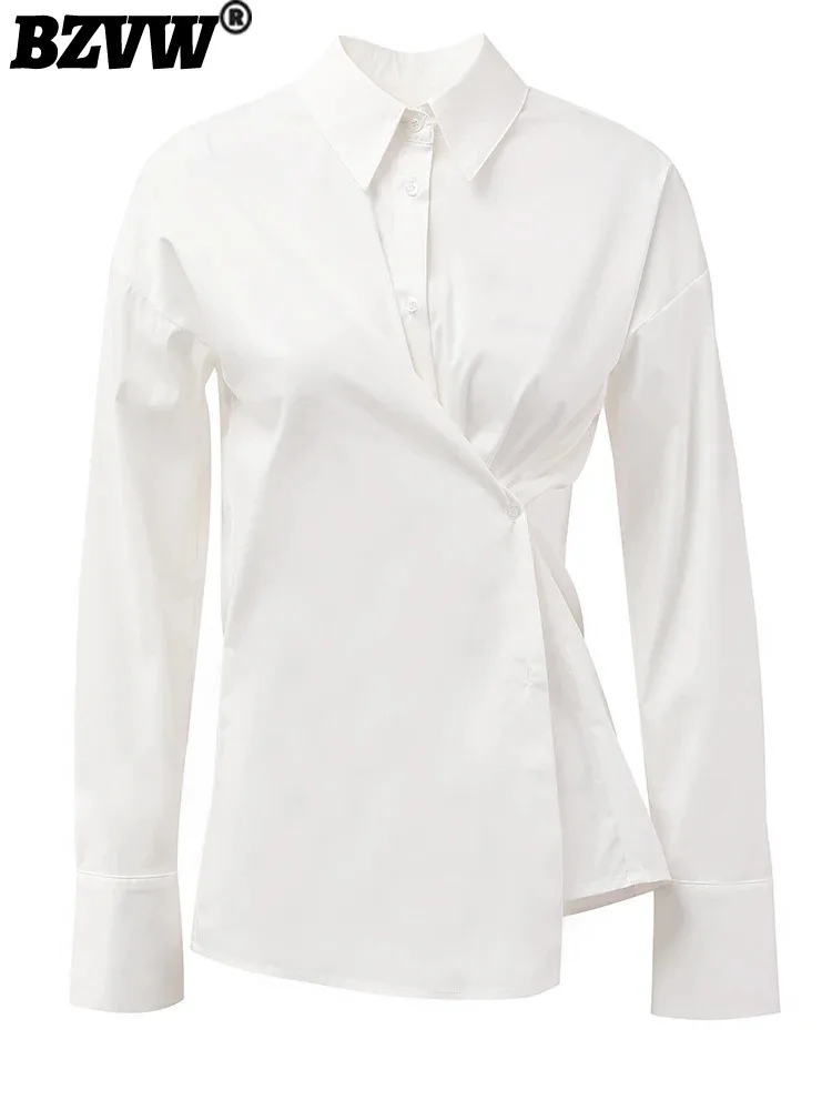BZVW персонализированная рубашка женская однобортная с лацканами рукавами Lonbg