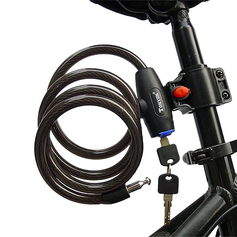 

Bicycle Lock With Bracket Theft Spiral Stainless Steel Cable Bike Lock for Cycling Bicycle Accessories Bike Lock with 2 Key