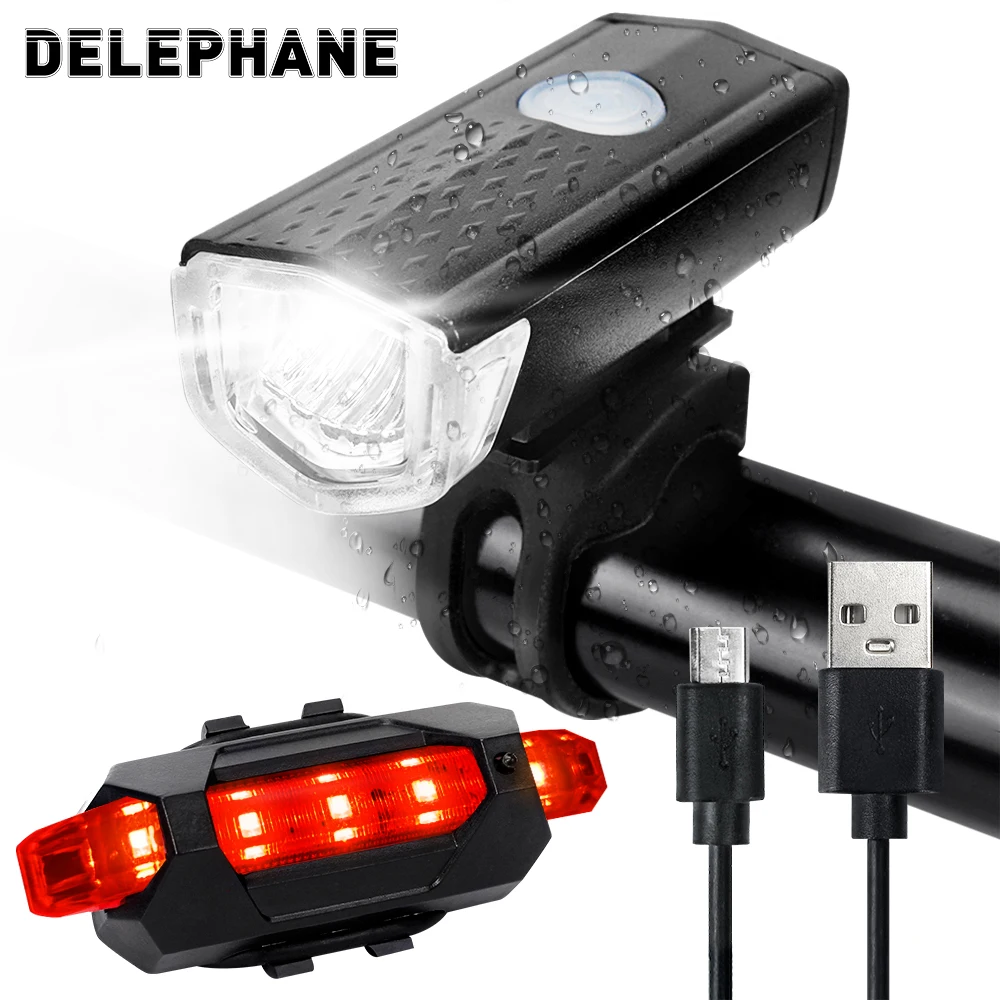 

Bicycle Lights USB LED Rechargeable Bike Front Rear Headlight Lamp Waterproof Cycling Flashlight Light Bicycle Accessoriess