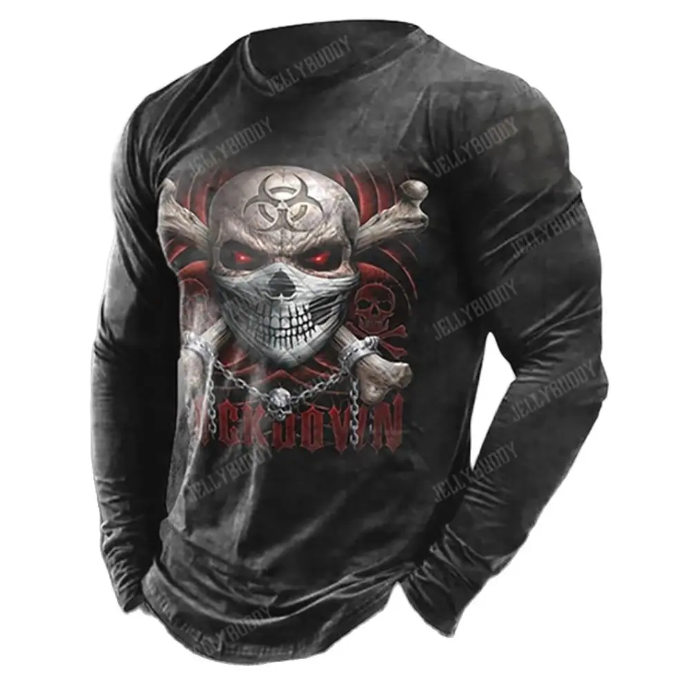 Футболка мужская с длинным рукавом и круглым вырезом большого размера - купить по