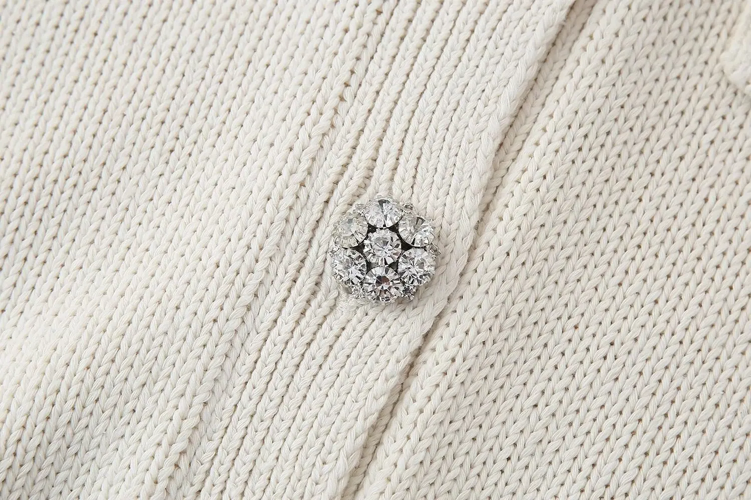 Женский однобортный Кардиган с жемчугом круглым вырезом