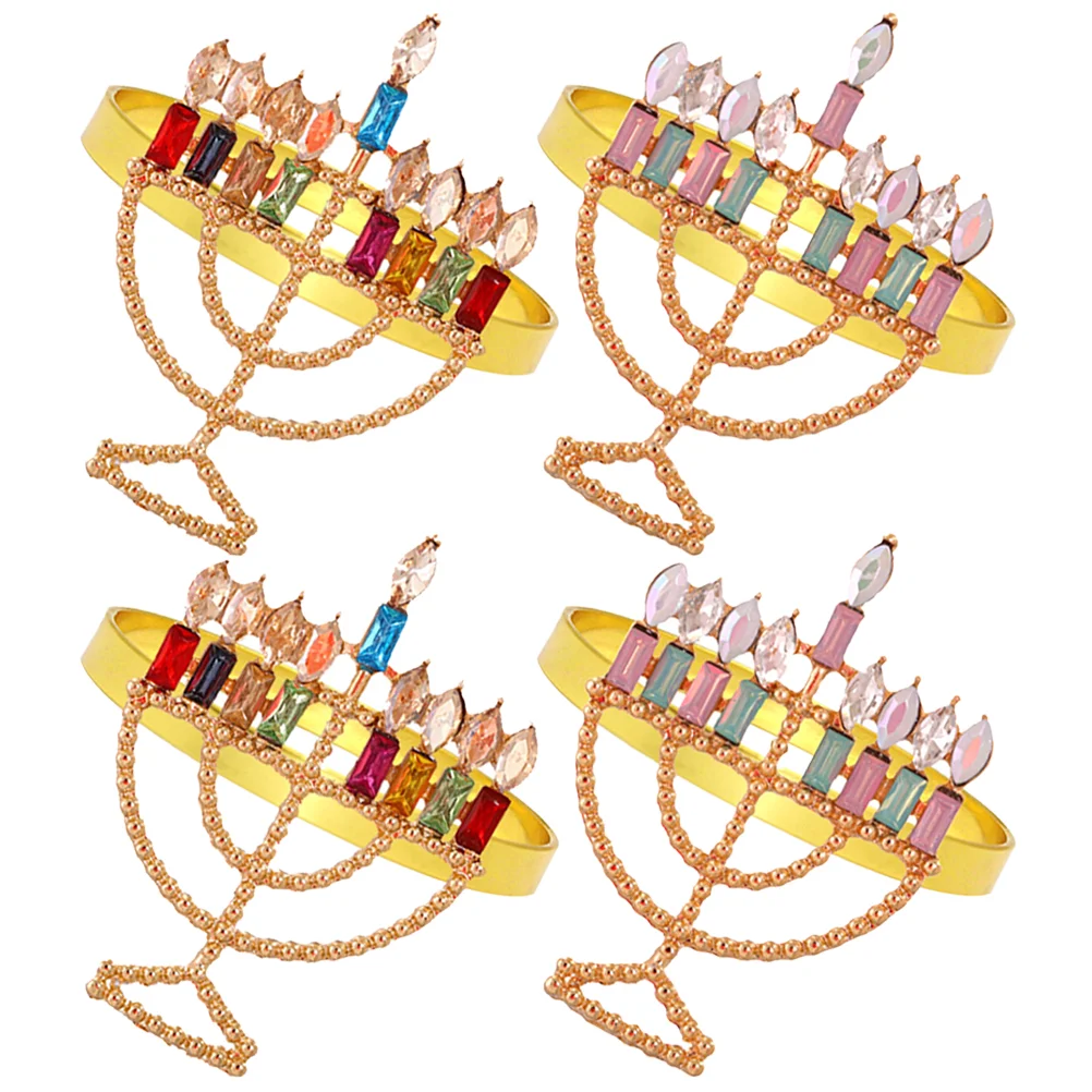 

Menorah Molding Napkin Rings Dining Table Napkin Ring Serviette Buckles Colorful Diamond Candlestick Button Napkin Ring
