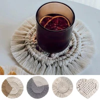 cotton rope tassel coasters non slip mats heat insulation mats placemats decorations nordic style weave cup mat harajuke bohemia