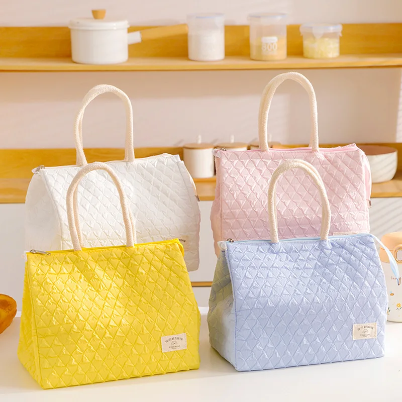 

Portable Lunch Box Bag New Fashionable Simple Large Capacity Waterproof Bag Insulation Belt Rice Bag For Office Workers