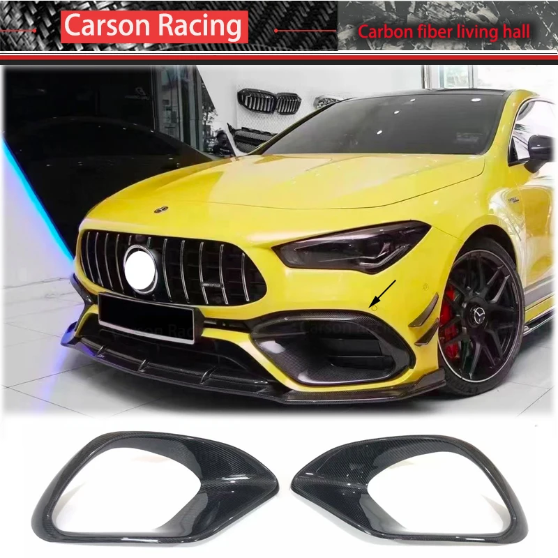 

For Benz Cla W118 Cla45 Amg Real Carbon Fiber Front Bumper Spoiler Air Vent Cover 2Pcs