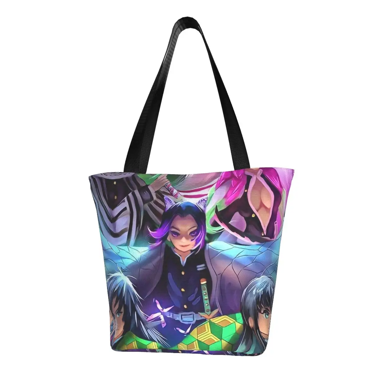

Demon Slayer Print Shopper Bag Funny Anime Print Shoulder Bag Ladies Funny Tote Bag Polyester Outdoor Woman Handbags