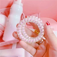 10cps phantom color telephone wire hair ring korean version mermaid color sparkling transparent laser head rope apron