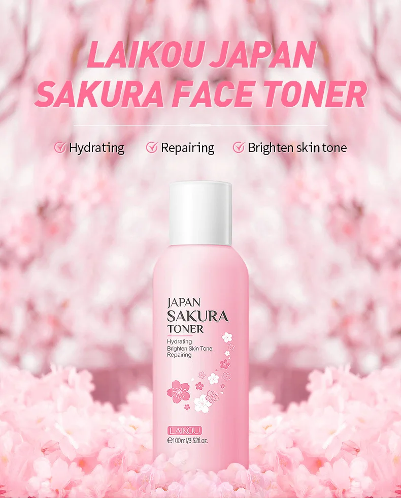 

LAIKOU Cherry Blossoms Face Tonic Deep Moisturizing Oil-control Shrink Pores Makeup Water Whitening Skin Care Japan Sakura Toner