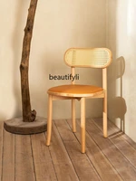 zqmodern home nordic solid wood light luxury rattan study stool backrest dining room chair