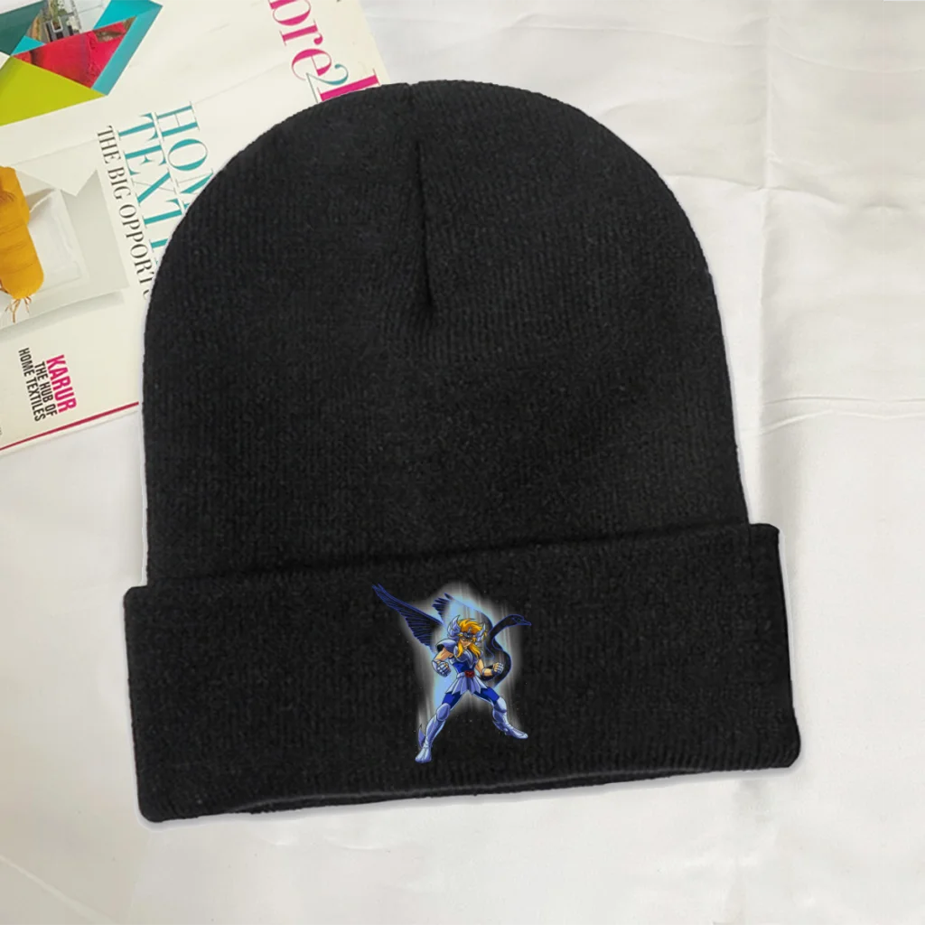 

Hyoga of Cignus Skullies Beanie Saint Seiya Cartoon Japan Anime Comic Knitted Bonnet Teens Warm Caps Soft Brimless Elastic Hats