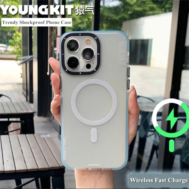 

Youngkit Matte iPhone14 Pro Max Phone Cover Wireless Charging Magsafe Magnetic iPhone14Plus Anti-drop Protective Case Smartphone