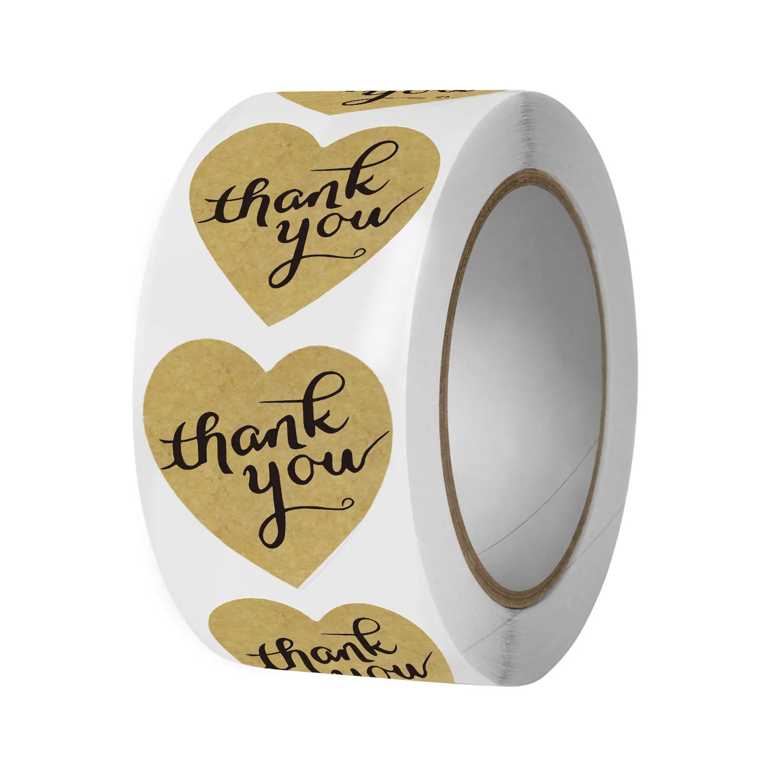 

1in Natural Kraft Thank You Stickers Heart Shape Seal Labels 100-500pcs Sutocollant Scrapbooking for Package Stationery