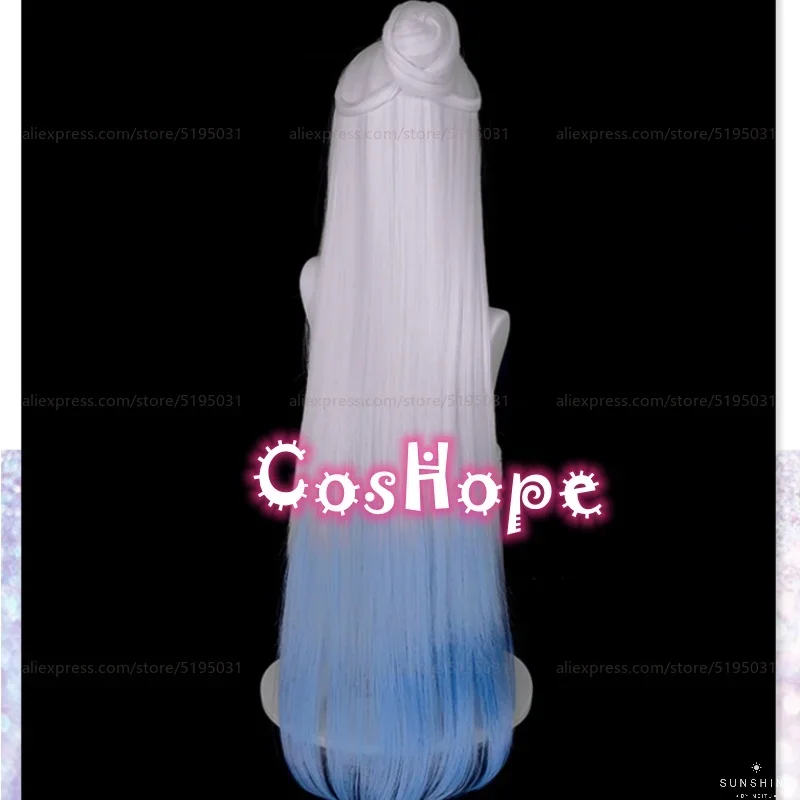 Парик для косплея Цзин Лю длинный парик 96 см серебристый белый синий градиентный