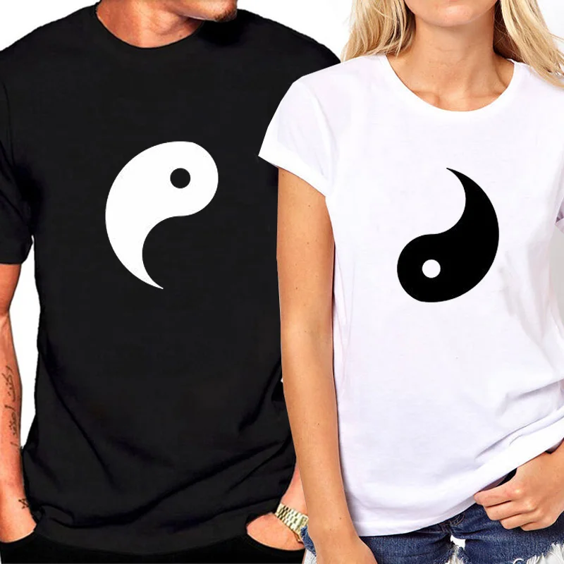 

Men Women Print Yin Yang T Shirt Woman Valentine's Gift for Couple T Shirt Fun Summer Tops Couple Clothes Lovers T-Shirts