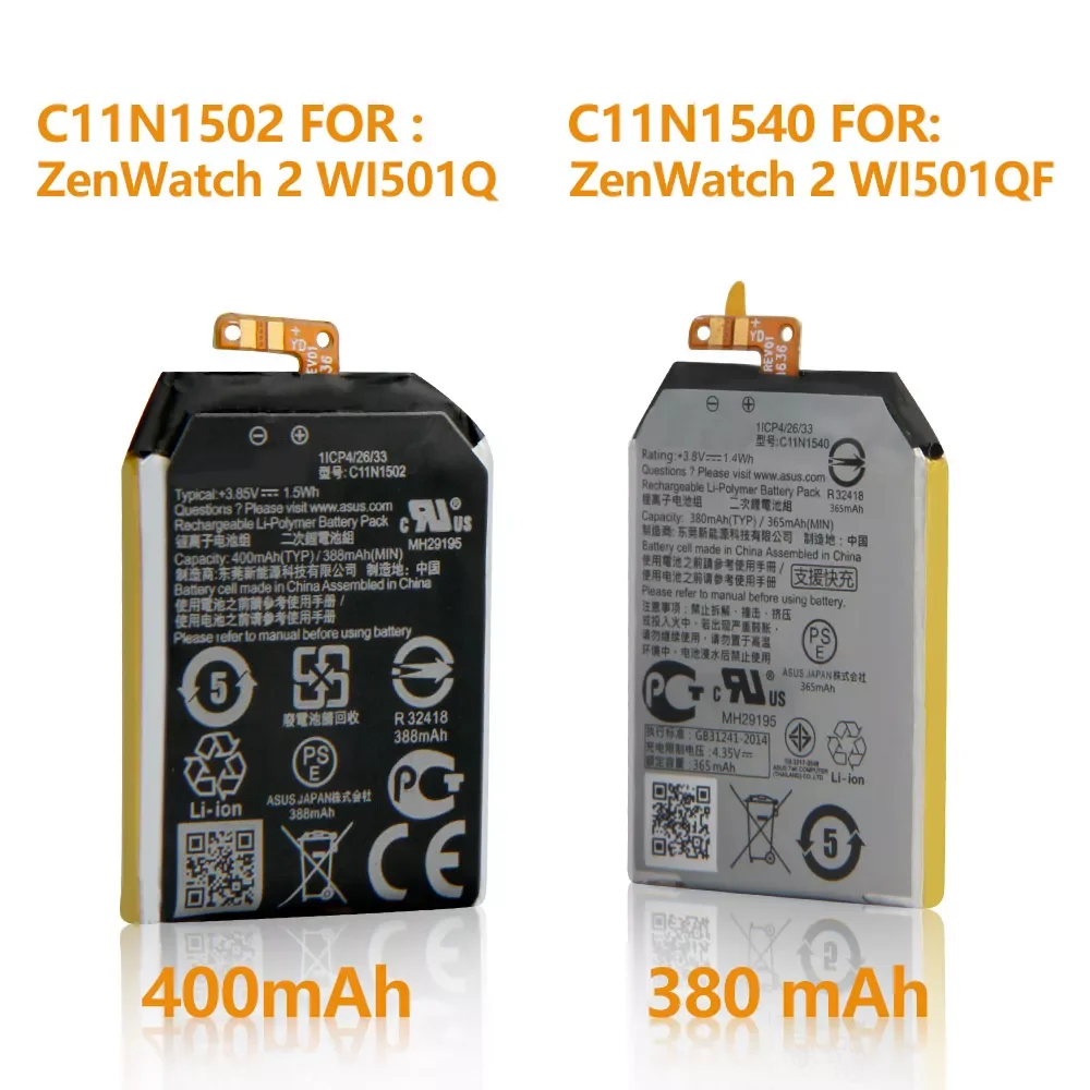

2023New Original Replacement Battery For ASUS ZenWatch 2 WI501QF WI501Q ZenWatch2 C11N1502 C11N1540 1ICP4/26/33 Genuine Watch Ba