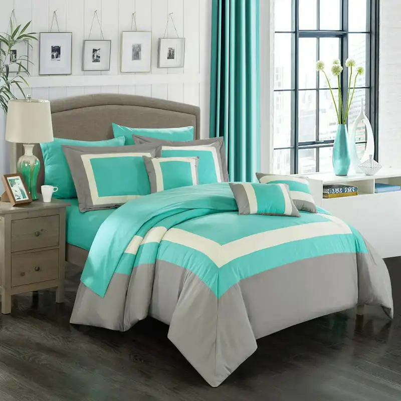 

Darren 10-Piece Solid Color Comforter Set, Queen, Turquoise