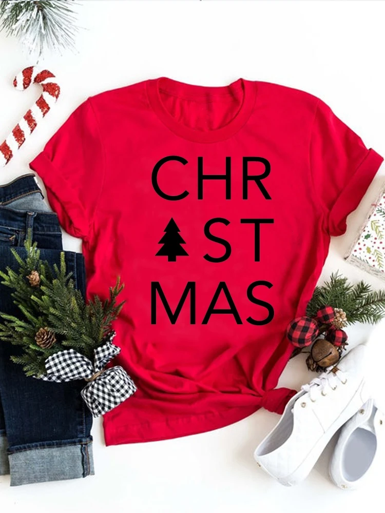 

Новогодняя женская одежда с принтом, футболки, праздничные топы, модная женская футболка с графическим рисунком на Рождество и зиму