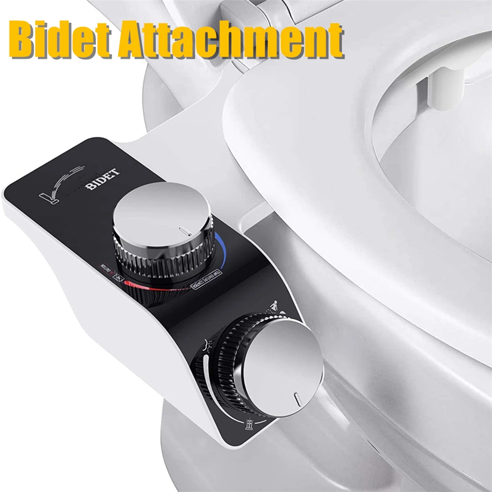 

Toilet Bidet Attachment Cold Water Sprayer Dual Nozzles Adjust Water Pressure Feminine Cleaning Non Electric Self Cleaning Bidet