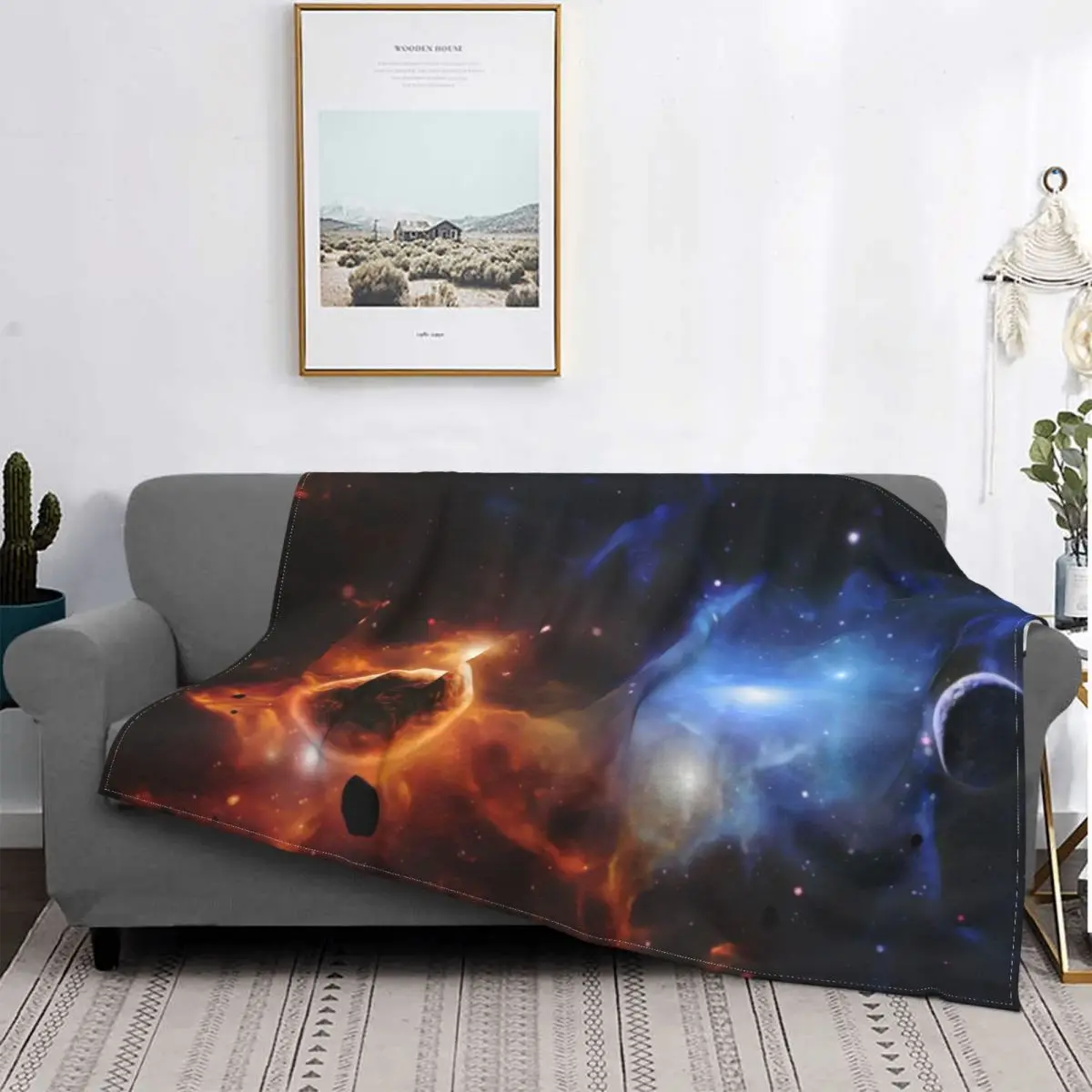 

Одеяло для ночного пространства Galaxy Star Sky, современное хлопковое дышащее фланелевое одеяло для дивана, спальни